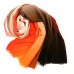 Shaded Spring Print Coral Tangerine & Nut Scarf
